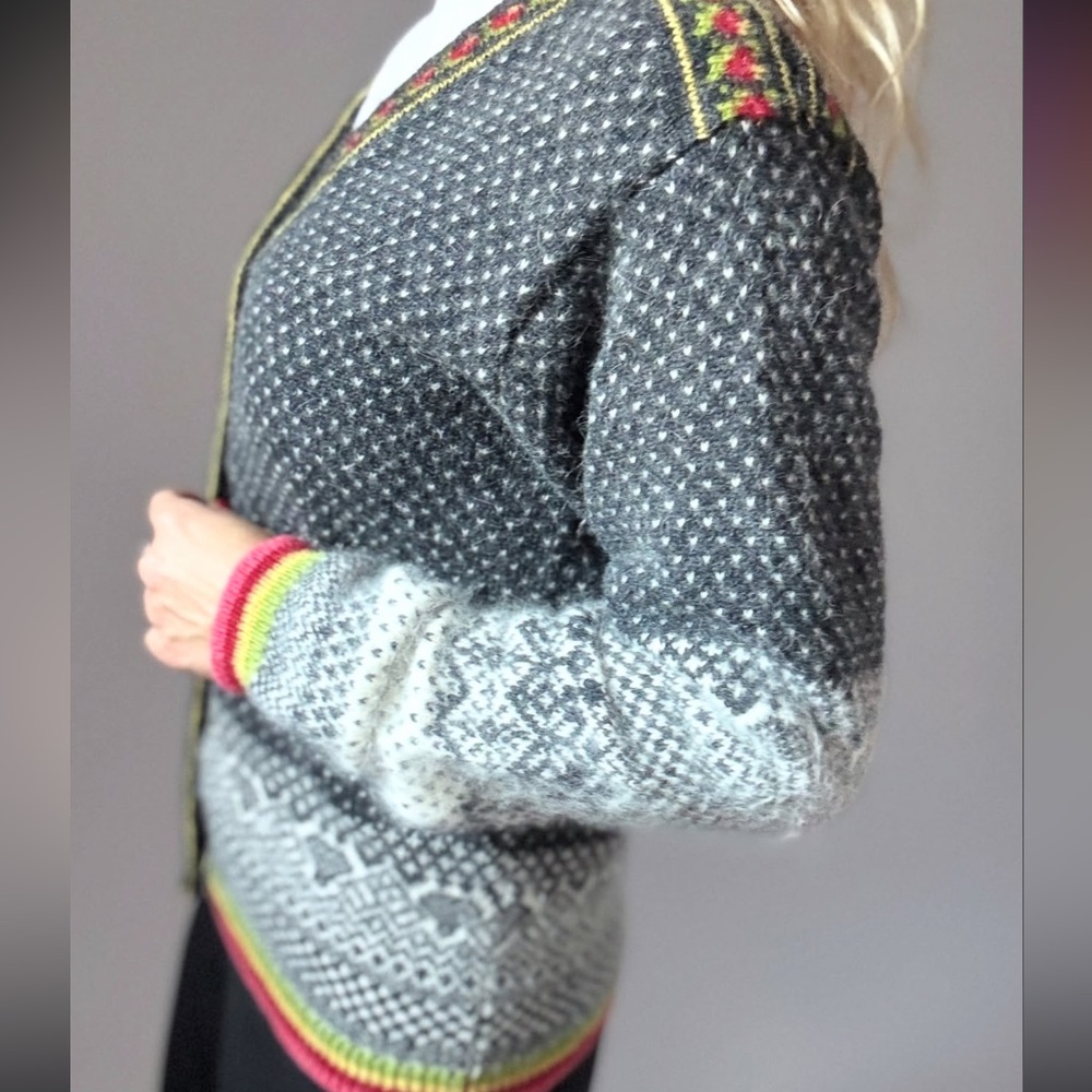 LIMITED Angora Cardigan Sweater Womens M Angora Wool Dark Cottage Core Buttons